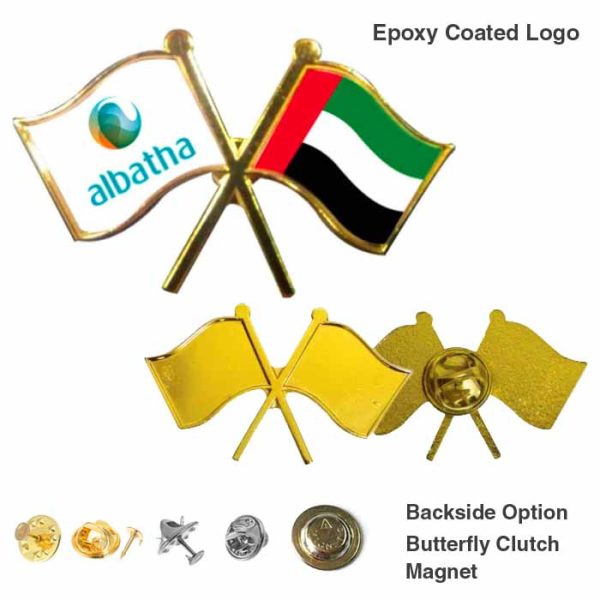 Twin Flag Epoxy Coated Lapel Pin VBrandSolutions